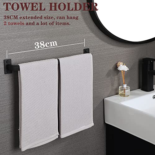 Mooche Towel Rail Wall Mounted Towel Holder 40CM Hand Towel Holder for Bathroom Kitchen, SUS304 Stainless Steel Matte Black, GJF2201-400-B