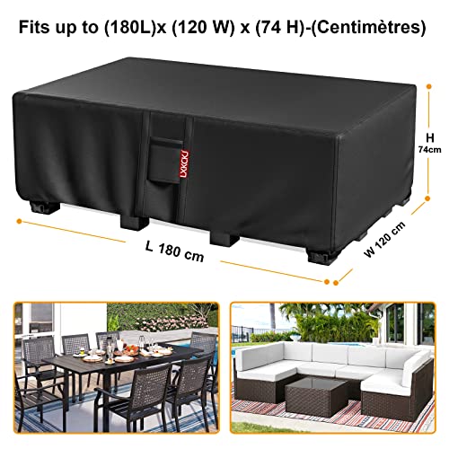 LXKCKJ Garden Furniture Covers Waterproof,420D Heavy Duty Fabric Outdoor Furniture Cover,Windproof, Anti-UV Rattan Cube Set Cover(180x120x74CM Bl