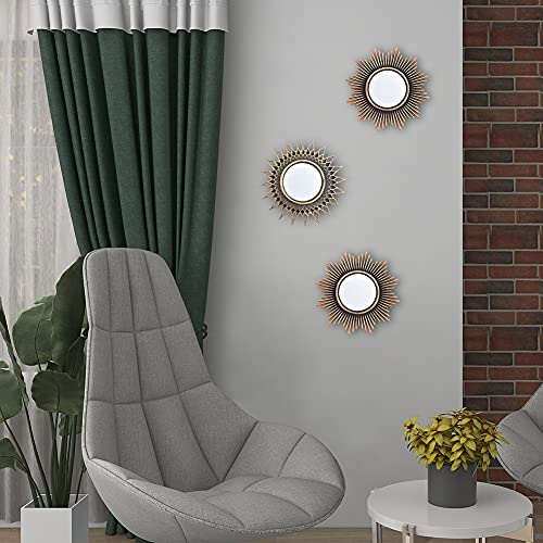 Small Wall Mirrors Decorative Set of 3 | Black and Gold Round Mirrors for Wall Decor Bedroom Living Room | Circle Mirror Wall Decor | Decorative