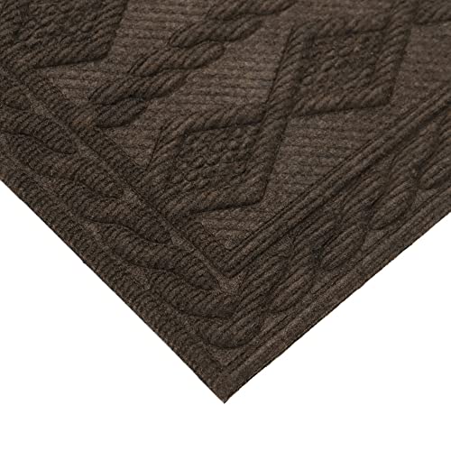 JVL Knit Rubber Backed Indoor Doormat, 45x75cm, Brown