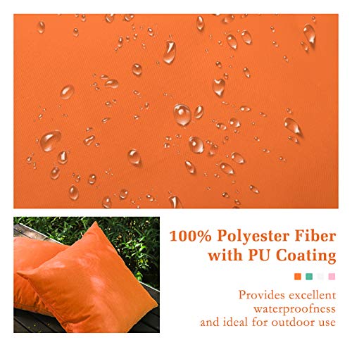 Lewondr Waterproof Outdoor Throw Pillow Cover, 2 Pack Solid PU Coating Throw Pillow Case UV Protection Garden Cushion Cover for Patio Sofa Couch