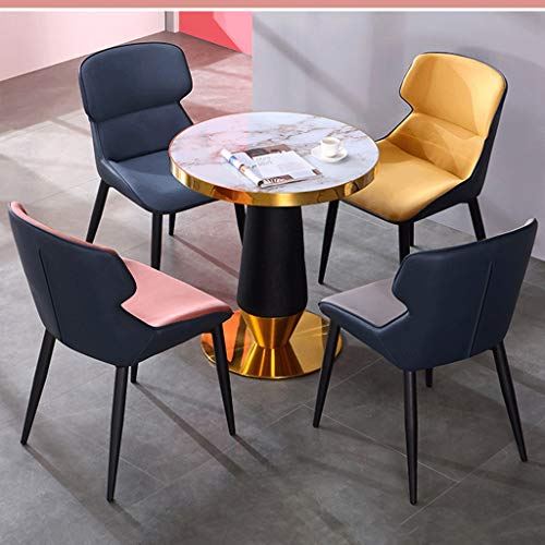 Modern Kitchen Dining Room Chairs Front Cloth Back Leather Dining Chair With Black Metal Legs Backrest Chair Kitchen Living Room Lounge Counter C