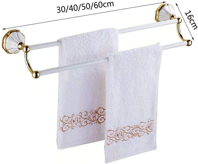 XHALERY Bathroom Bathroom Lavatory Towel Rack Towel Shelf with Two Towel Bars Wall Mount Holder Tower Hanger/40Cm