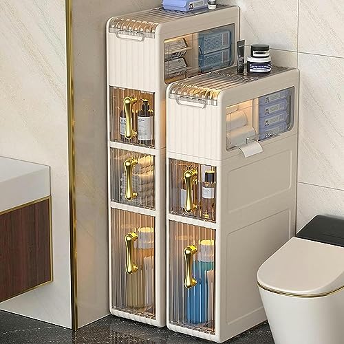 OPSREY Slim Bathroom Storage Cabinet Free Standing Toilet Paper Holder Waterproof Toilet Paper Storage Organizer Narrow Storage Cabinet For Skinn