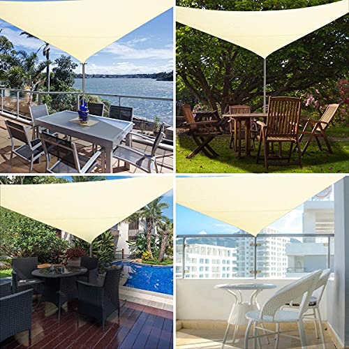 KAHEIGN Triangle Sun Shade Sail, 3m x 3m x 3m Waterproof 98% UV Block Sun Shade Canvas 180gsm Sunscreen Awning Canopy for Outdoor Garden Patio Ya