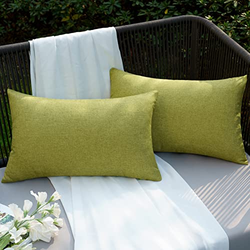 EMEMA Outdoor Cushion Covers Waterproof Decorative 12 x 20 Inch Throw Pillow Covers for Furniture Patio Couch Garden Green Sofa Bed Linen Balcony