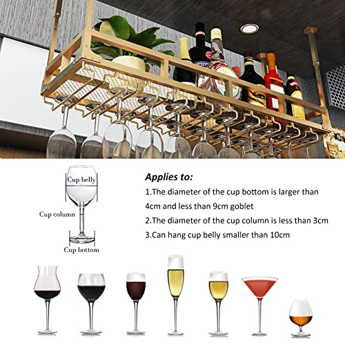 SUCHETA Ceiling Wine Glass Rack Storage Rack Wall-Mounted Adjustable Industrial Wine Rack Hanging Wine Glass Rack Home Bar Multifunctional Displa