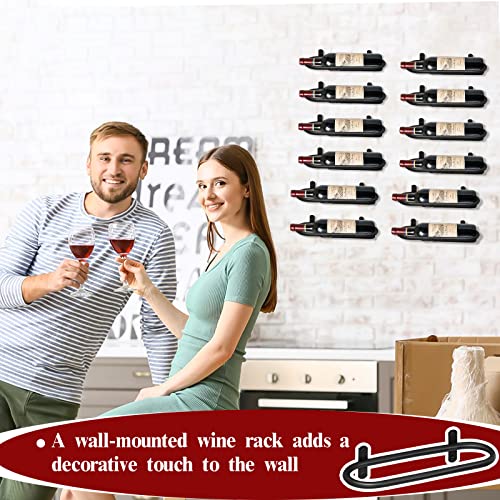 KHayRovies Set of 12 Metal Wine Rack Wall Mounted,Hanging Red Wine Shelf Champagne Bottle Rack Cabinet Organizer,Iron Liquor Bottle Display Holde