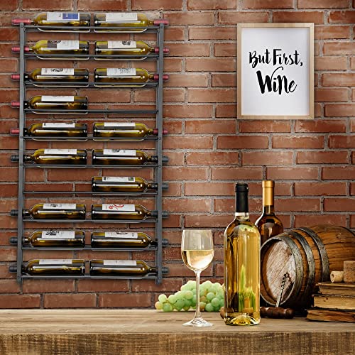 FLstudio Wall Mount Wine Rack - Metal Wine Storage Organizer Wall Mounted Wine Holder for 20 Wine Bottle Display