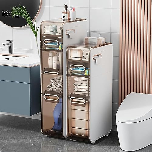 OPSREY Bathroom Floor Cabinet, Free Standing Plastic Storage Organizer, White