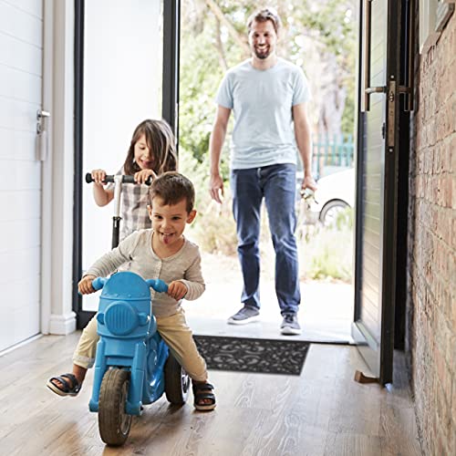 Relaxdays Rubber Doormat, Non-Slip, Weatherproof, Indoor & Outdoor, Dirt Trap Mat, Floral Pattern, HxW: 40x60 cm, Black