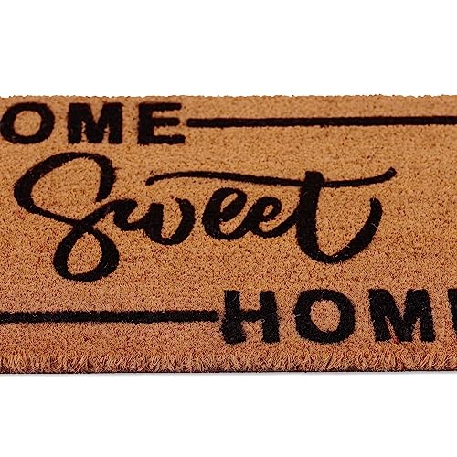 Relaxdays Coir Doormat, 80% coconut 20% plastic, Natural/Black, 60 x 40 cm