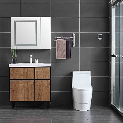 bowarepro Swivel Towel Rail 304 Stainless Steel Towel Rail Wall Mounted 30CM Chrome 2-Arm Swivel Towel for Bathroom Kitchen