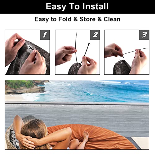 Jiakalamo Fence Mesh Balcony Sunshade Net, Set of 28 Garden Fence Privacy Cover With Gloves, Balcony Privacy Screen Pet Fence(Grey)