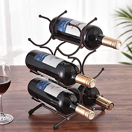 KLGO Wine Rack for Countertop,Wine Storage Shelf for Pantry Cabinet,can Hold 6 Bottles,6 Bottles Countertop Stainless Steel Metal Red Wine Storag