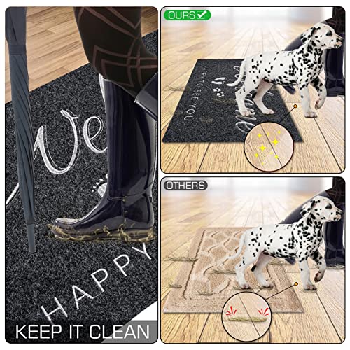 Brmeday Personalised Doormat with Stitched Words Welcome Happy to See You, Washable and Non-Slip Dirt Trapper Mat, Indoor/Outdoor Front Door, Thi