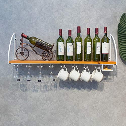 Kitchen Wine Racks Wall Holder| Metal Wood Rustic Wall Mounted Wine Bottle Holder |Wine Glass Racks or Cup Holder| Wall Shelf Storage Organizer R