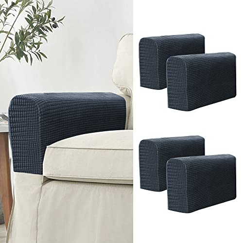 Kaket 2 PCS Sofa Armrest Covers, Chair Arm Protectors Stretch, Sofa Armchair Couch for Sofa, Armchair, Couches, Recliner (Light Grey)