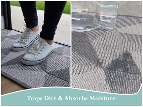 QUOKKADOO Door Mat Indoor Non-slip, Washable, Dirt-Trapper 50 x 80 cm Grey, Front Door Back Door, Super Absorbent