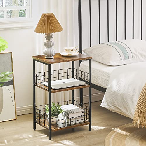 YMYNY 3 Tier End Table with Storage Rack, Side Table Small Nightstand, Coffee Table, Industrial Style, Small Table in Living Room and Bedroom, 40