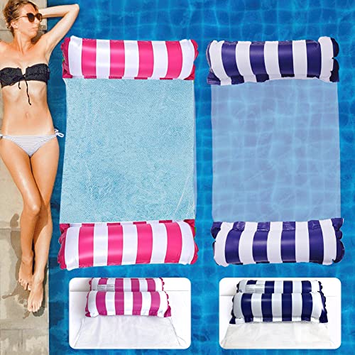 Govfrey 2 Pack Pool Inflatable Water Hammock,Pool Float for Swimming Hammock, Lilo Pool Inflatables Multi Purpose Pool Hammock Floating Beach Mat