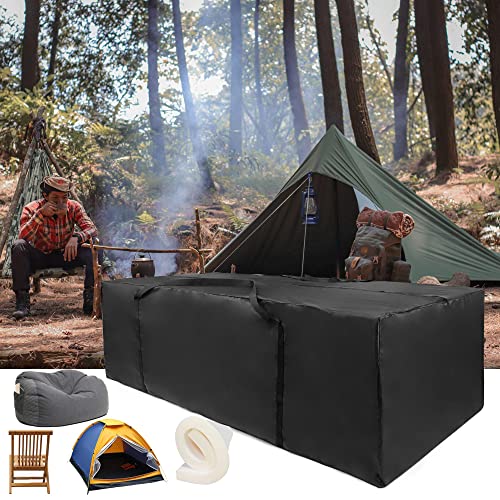 Garden Furniture Cushion Storage Bag, Oxford Fabric Waterproof Anti-UV Rip Proof Portable Outdoor Furniture Cushion Bag with Sturdy Zipper and Ha
