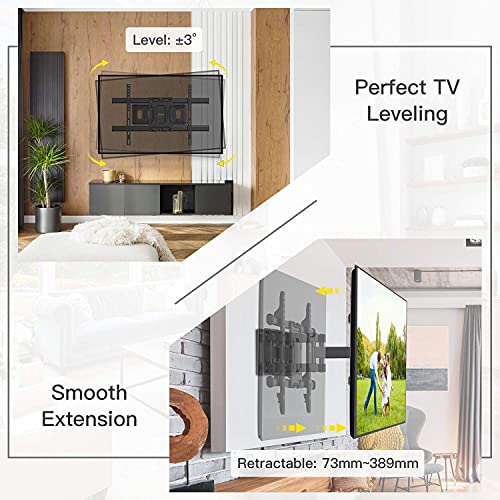 Alphamount TV Wall Bracket for 37-84 inch Flat Curved TVs up to 60kg, TV Wall Mount with Swivel Tilt and Extension, 65 Inch TV Bracket VESA 200x1