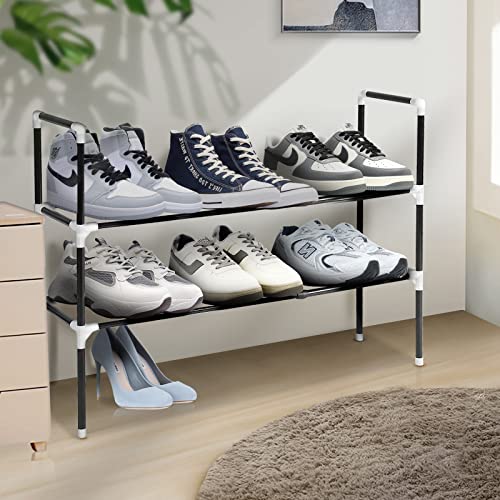 Kacimil Shoe Rack, Adjustable Shelf Shoe Organizer, Expandable Shoe Rack for Closet, Entryway Shoe Storage, Free Standing Stackable Sturdy Metal