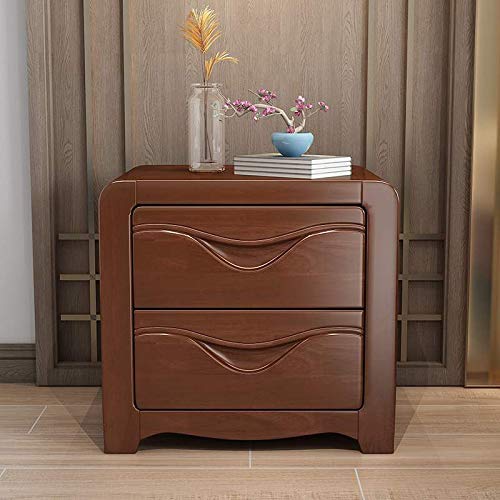 LUKEO Stylish Bedside Table Solid Wood Bedside Table, Bedside Storage Cabinet with Double Drawer Design