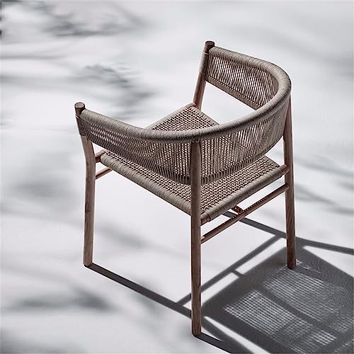 JHKZUDG Dining Chair Weave Chair, Mid-Century Solid Wood Dining Chair Armchair Hemp Seat Chair Accent Chair, for Kitchen, Dining, Living Room Sid