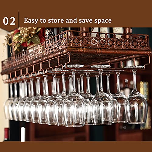 KEppd Wine Rack Wall Mounted - Ceiling Decoration Wine Glass Rack, Vintage Wine Bottle Holder, for Bars, Restaurants, Kitchens Stemware Holder, V