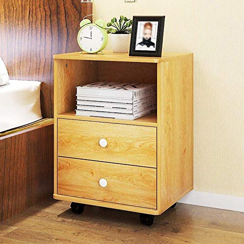 JYDQM Bedside Cabinet Bedroom Furniture with Double Drawers, Home Wooden Bedside Storage Cabinet