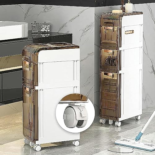 Bathroom Storage Cabinet for Small Spaces, 3/4/5 Drawer Narrow Bathroom Floor Cabinet Strong Frame Home Storage Container Tower, Large Capacity S