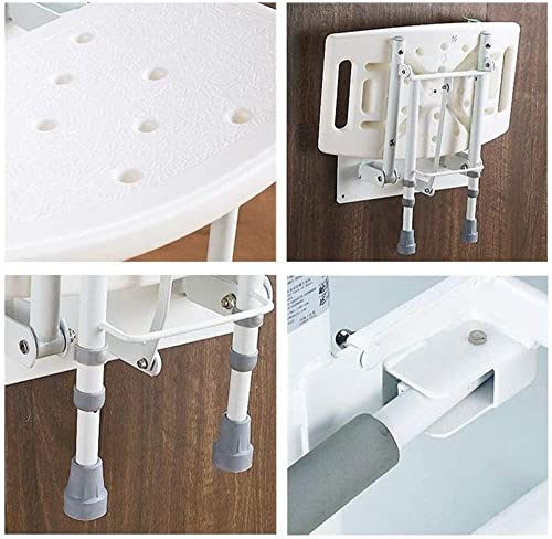 taimowei Wall-Mounted Shower Seat Stool, Aluminum Alloy Foldable Bath Stool Adjustable Height Bath Chair,Household Goods