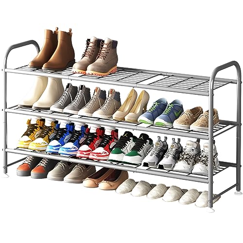 LINZINAR Shoe Rack 3 Tier Storage Organizer for Closet Entryway Metal Black