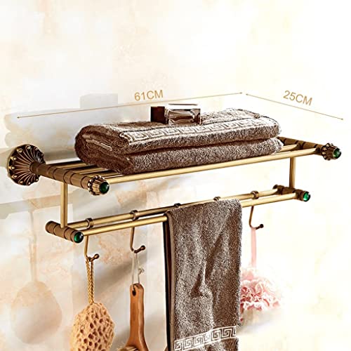 HIGOH Towel Racks,Bathroom Towel Rack Wall Mounted Towel Holder,Antique European-Style All-Copper Bath Towel Rack,High-End Bathroom Hardware Rack