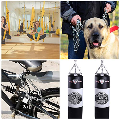 DesertBoy 2Pcs Stainless Steel Chain Heavy Duty M4 Hanging Chair Chain (0.6M/23.7Inch) with 4 Carabiners for Hanging Sandbags, Hanging Chairs, Yo