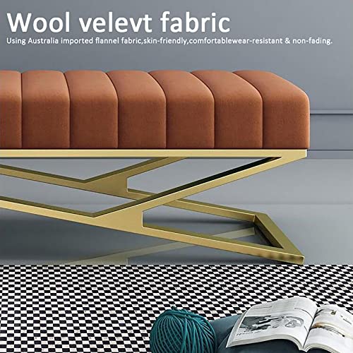 Luxury Plush Bedroom Bench Seat with X-Shaped Metal Base,Decorative Tufted Accent Shoe Bench for Living Room,Modern Velvet Upholstered Entryway B