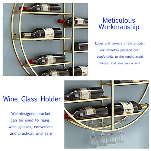 EMISOO Wine Rack Wall Mounted - Wine Bottle and Wine Glass Holder, Wrought Iron Wall-Mounted Wine Racks, Household Wine Accessories, Gifts for Lo