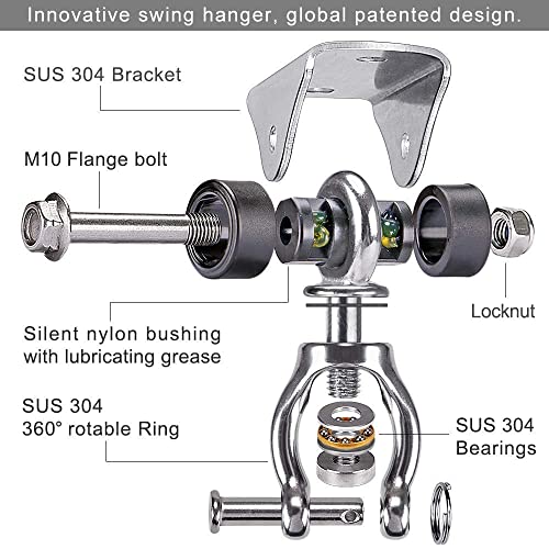 SELEWARE Heavy Duty Swing hook, Silent Swing Hanger, Tire Swing Swivel Hanger, 450 KG Capacity Permanent Anti-rust SUS304 Heavy Duty Hanging Hard
