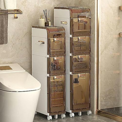 Bathroom Storage Cabinet for Small Spaces, 3/4/5 Drawer Narrow Bathroom Floor Cabinet Strong Frame Home Storage Container Tower, Large Capacity S