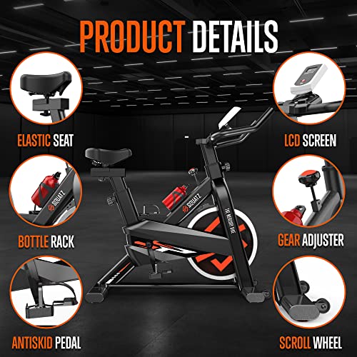 SQUATZ Stationary Cycling Bike Exerciser - Indoor Magnetic Exercise Bicycle With Training Console, 4-Way Adjustable Seat and Handlebar, 8 Resista