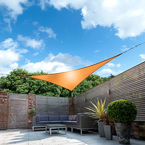 Kookaburra Waterproof Garden Sun Shade Sail Canopy in Orange 98% UV Block (3m Triangle)