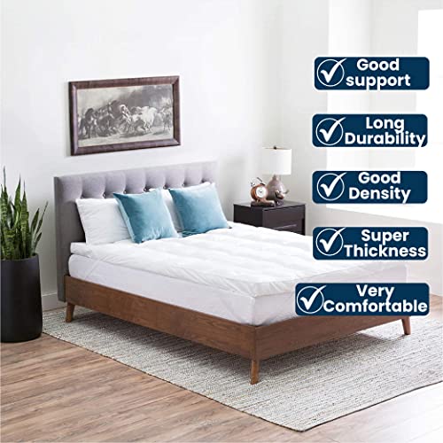 hut Microfiber Mattress Topper-Anti Allergic Mattress Topper Double Bed 4 Inches, Mattress Cover With Elasticated Corner To Easily Fits Over Matt
