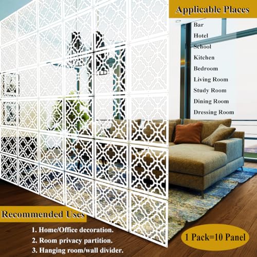 Lchen Hanging Room Divider,10 Pieces Wood-Plastic Hanging Panels 0.2“Thick Screen Panel for Living Room Bedroom Home Decoration(MQ-S-10Panels)