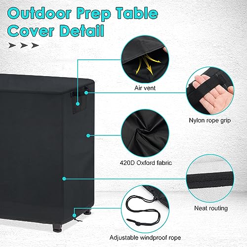 Hoedia 32 Inch Outdoor Prep Table Cover for Keter Unity Portable Table, BBQ Prep Table Cover and Dustproof Bar Cart Cover UV Resistant (Black)