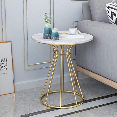 JYDQM Nordic Side Table Simple Marble Round Living Room Sofa Bedside Table, Sturdy and Stable Construction
