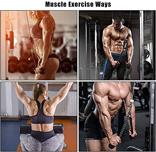 Tricep Push Pull Down Rope Cord, Come with Powerful Handle and Snap Hook Carabiner, Heavy Duty and Strong Texture for Arm Strength Training Combi