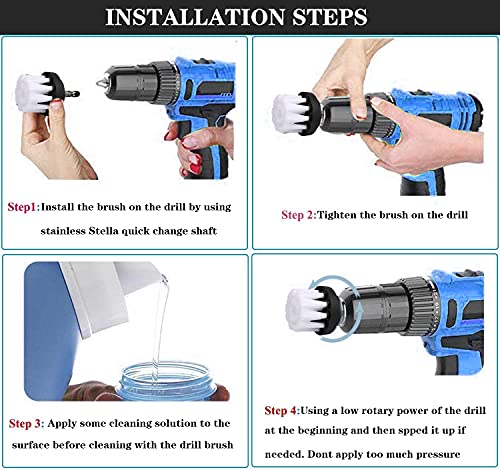 Brush Attachment Drill Set 5 Pieces Drill Brushes Attachment Cleaning Brush Rim Brush Scrubber Cleaning Brush Kit for Rims, Bathtub, Tiles, Kitch