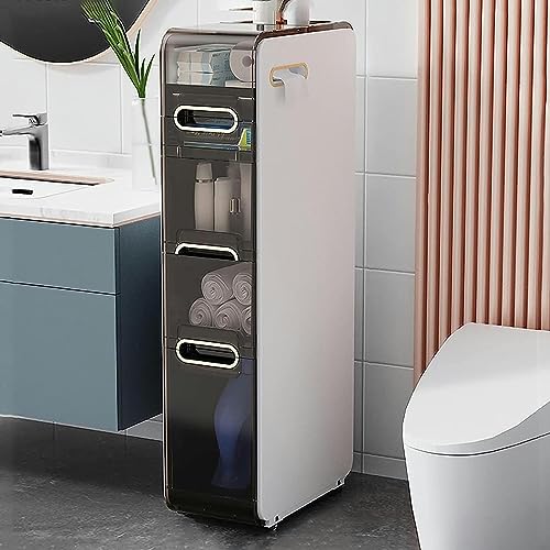 OPSREY Bathroom Floor Cabinet, Free Standing Plastic Storage Organizer, White